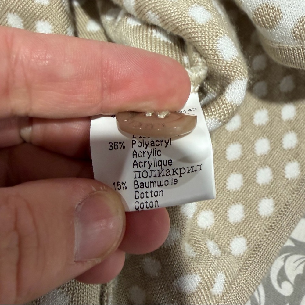 Lucia Cream and Tan Patterned Button-Up Long Sleeve Cardigan - Picture 8 of 9